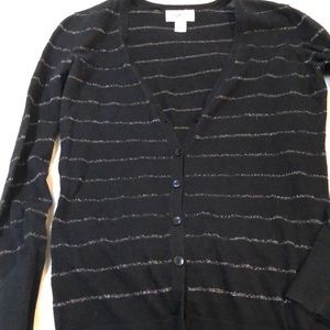 Loft XSP black cardigan with gold stripes